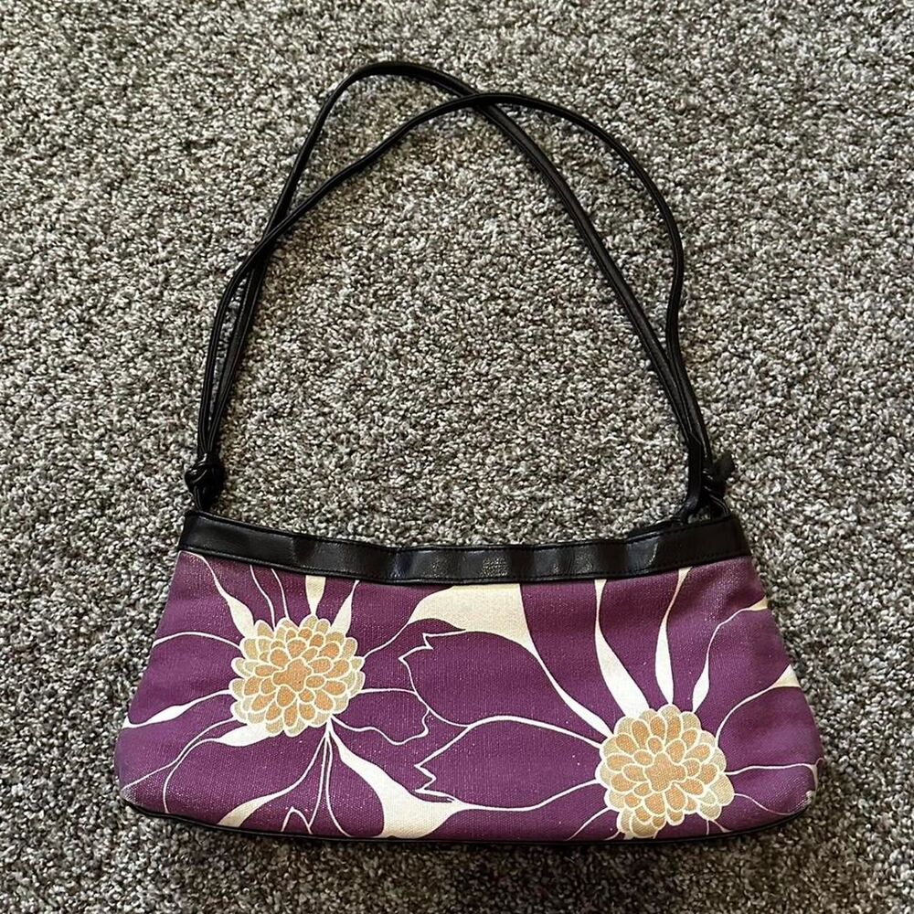 Y2k Purple & white floral shoulder bag